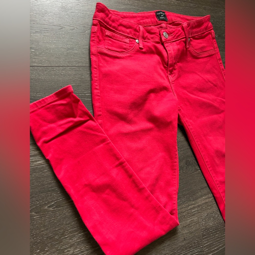 Just Black Women's Skinny super stretch soft Red Jeans